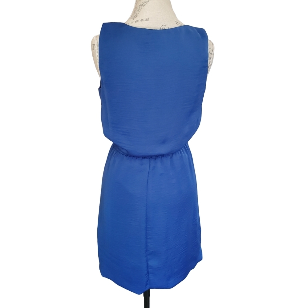 LE CHATEAU | Electric Blue Mini Sleeveless Ruffle Collar Dress (Size 9/10) - Picture 2 of 7